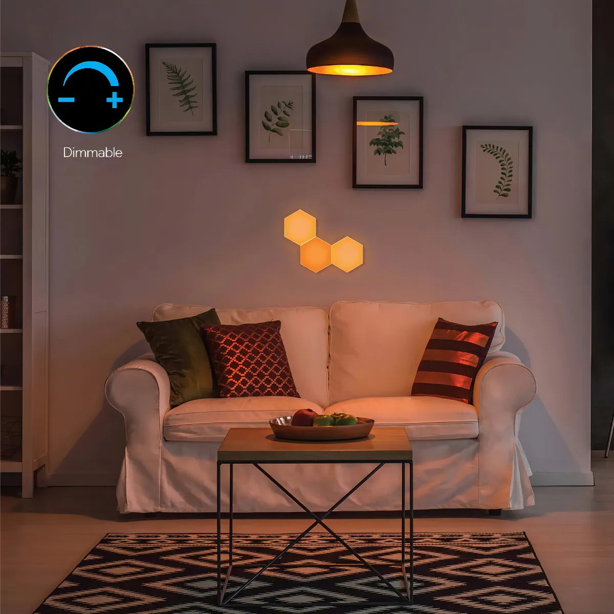 HexaAura™ – Set de 3 Luces LED RGB Hexagonales + Control