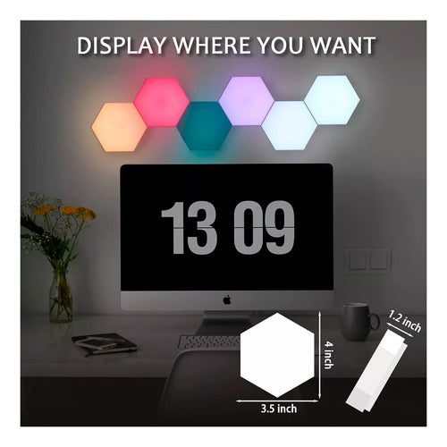 HexaAura™ – Set de 3 Luces LED RGB Hexagonales + Control